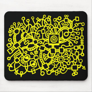 Abstract Structure - Yellow on Black Mouse Pad