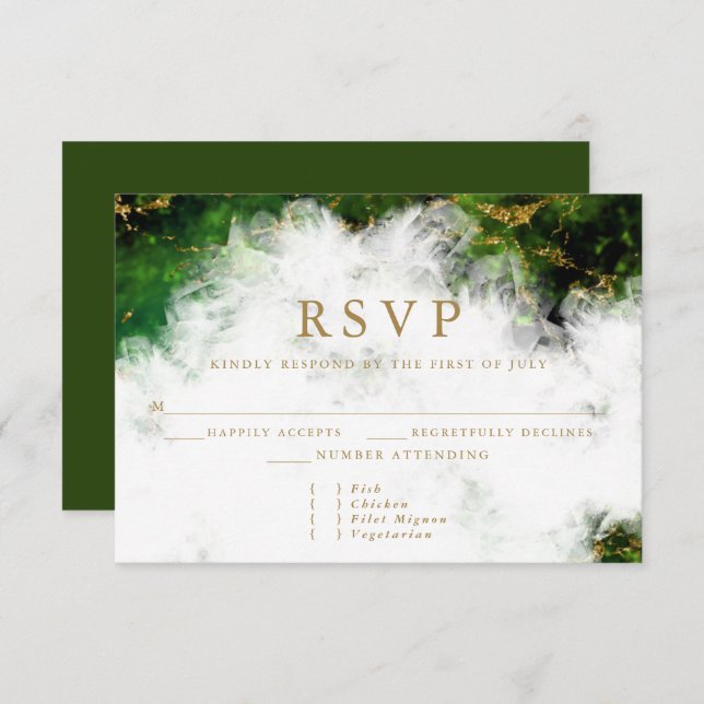 Abstract Stunning Emerald Crystal Agate  RSVP Card (Front/Back)