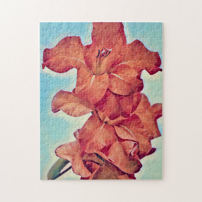 Abstract Style Red Flowers Art Puzzle (Vertical)