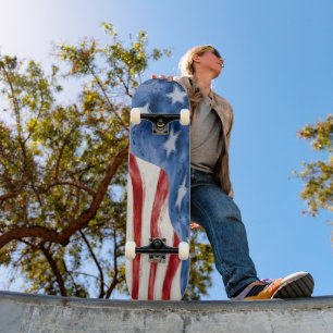 Abstract Style Splashed American Flag Skateboard
