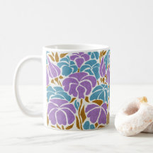 Abstract Stylised Lavender And Blue Floral