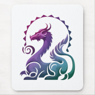 Abstract Stylish Purple Dragon Gradient Logo Mouse Pad