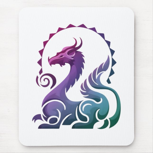 Abstract Stylish Purple Dragon Gradient Logo  Mouse Pad (Front)