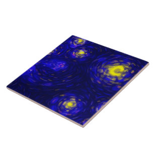 Abstract stylized starry night tile