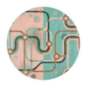 Abstract subway map, dual patterns. cutting board