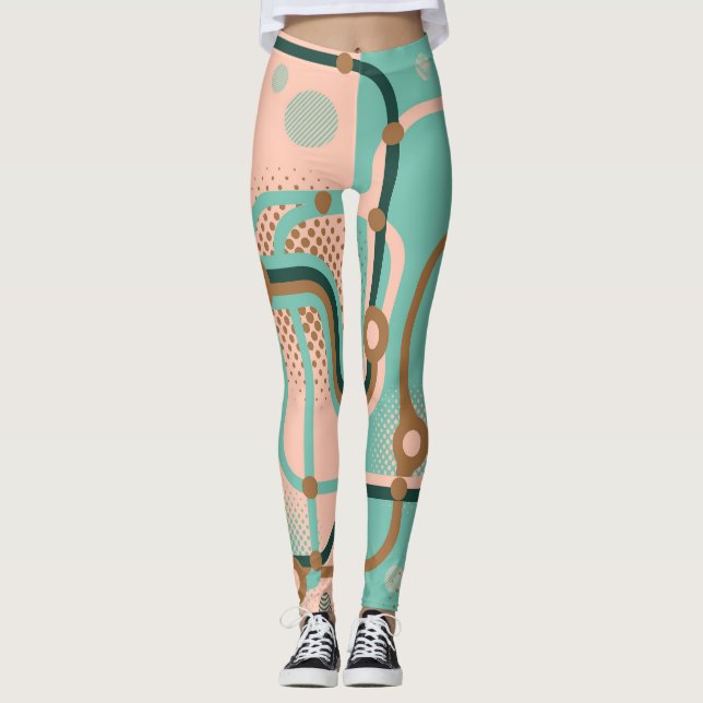 Abstract subway map, dual patterns. leggings (Front)