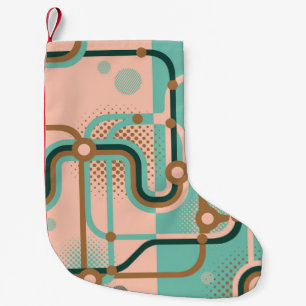 Abstract subway map, dual patterns. small christmas stocking