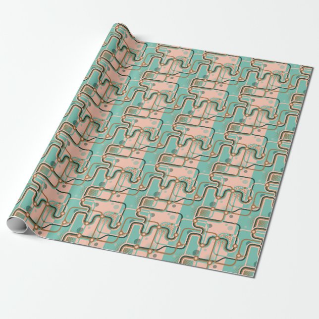 Abstract subway map, dual patterns. wrapping paper (Unrolled)