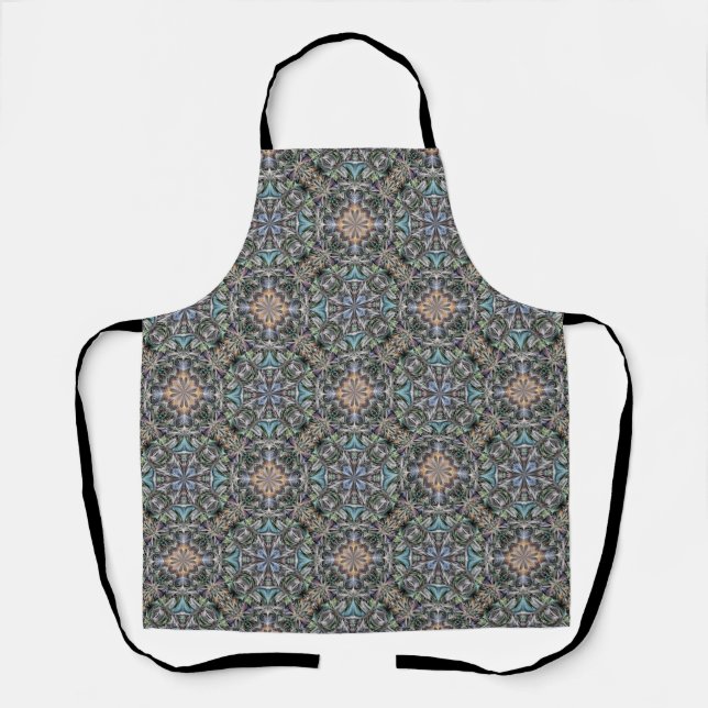 Abstract Succulent Garden Rosette Trellis Pattern Apron (Front)