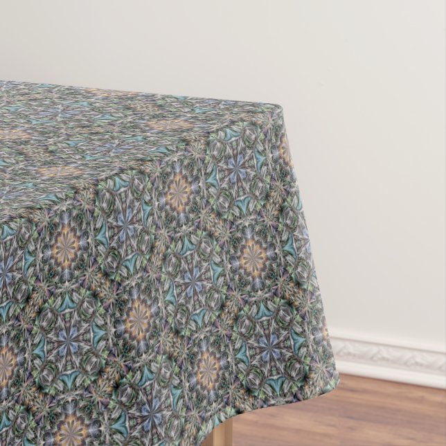 Abstract Succulent Garden Rosette Trellis Pattern Tablecloth (In Situ)