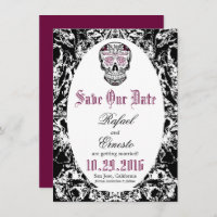 Abstract Sugar Skull Gothic Save the Date 4.5x6.25