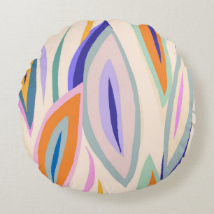 Abstract summer artistic illustration pattern. Cre Round Pillow