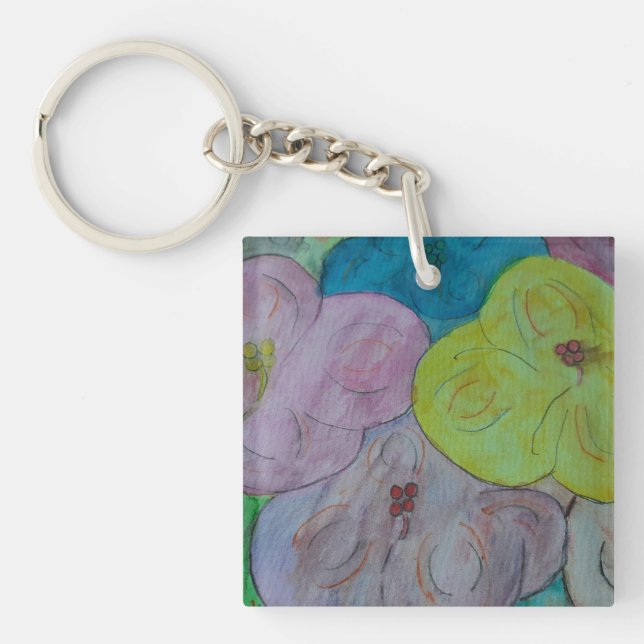 Abstract Summer Floral Acrylic Keychain (Front)