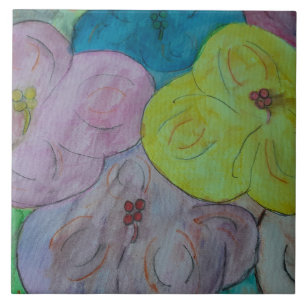 Abstract Summer Floral Ceramic Tile
