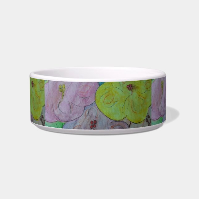 Abstract Summer Floral Pet Bowl (Front)