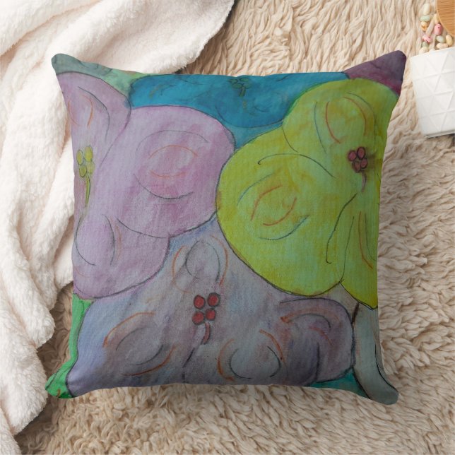 Abstract Summer Floral Throw Pillow (Blanket)