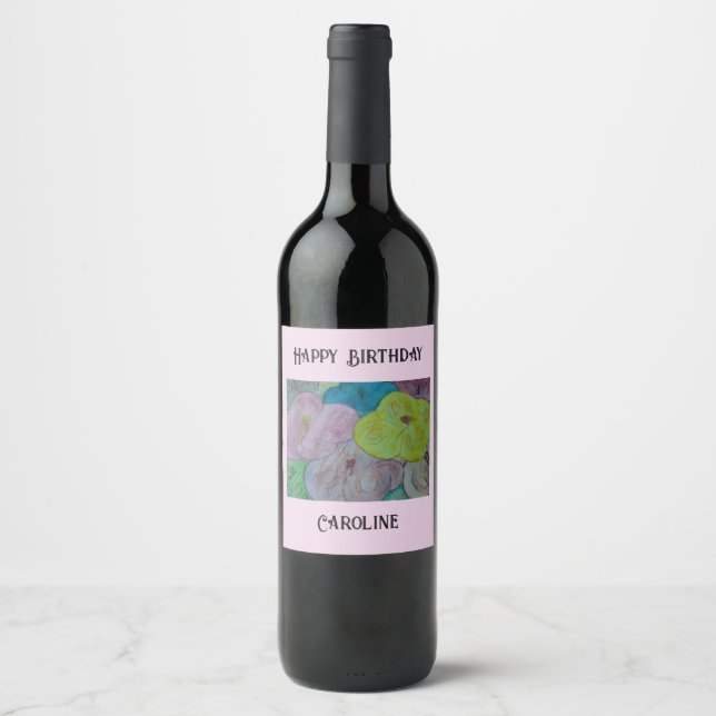 Abstract Summer Floral Wine Label (Front)