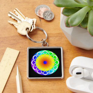 Abstract Summer Flower Keychain