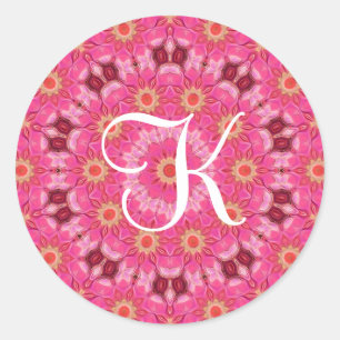 abstract summer initial classic round sticker
