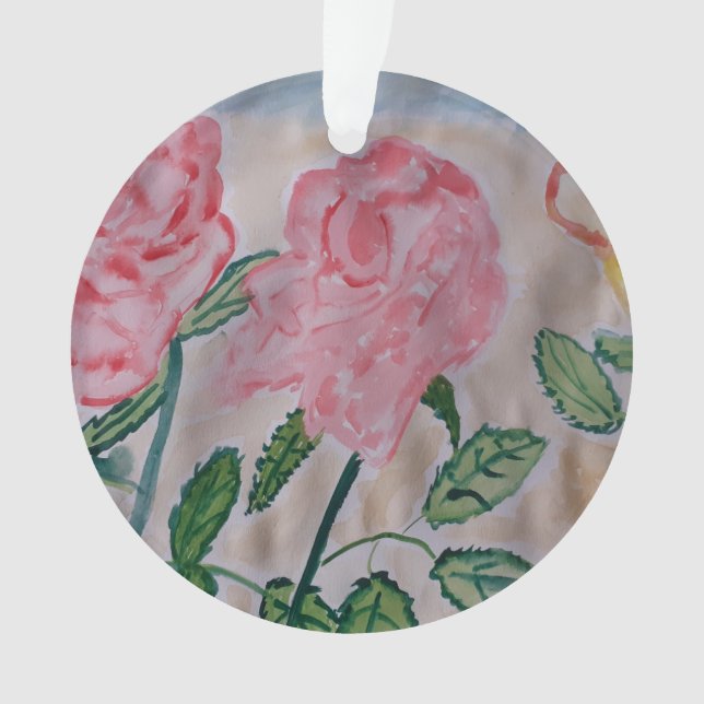 Abstract Summer Roses Acrylic Ornament (Front)
