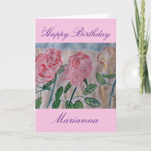 Abstract Summer Roses Birthday Card