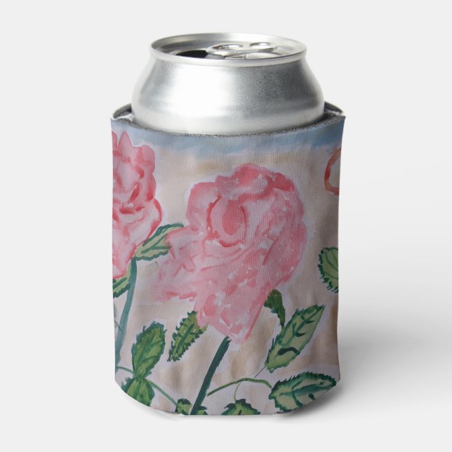 Abstract Summer Roses Can Cooler (Can Front)