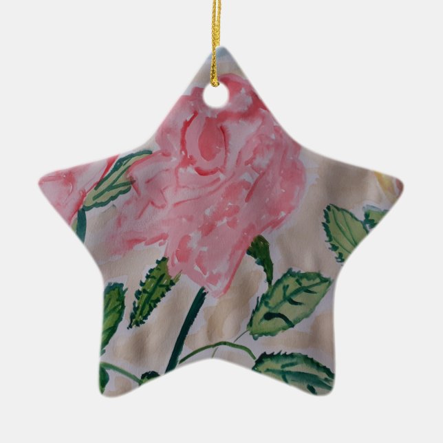 Abstract Summer Roses Ceramic Ornament (Front)