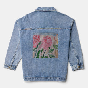 Abstract Summer Roses Denim Jacket