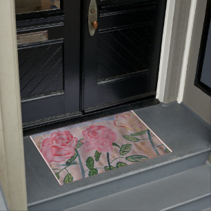 Abstract Summer Roses Doormat