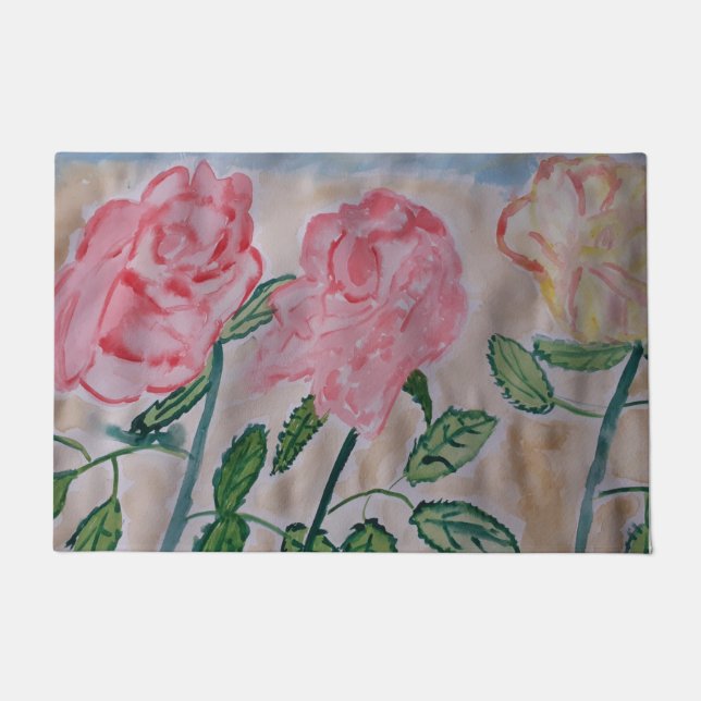 Abstract Summer Roses Doormat (Front)