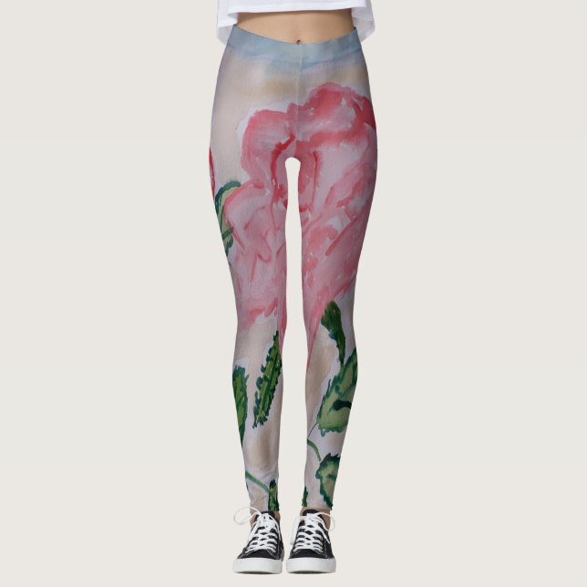 Abstract Summer Roses Leggings (Front)