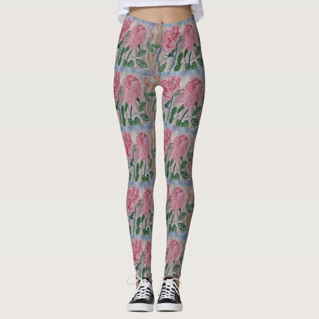 Abstract Summer Roses Leggings (Front)