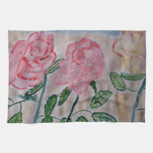 Abstract Summer Roses Tea Towel