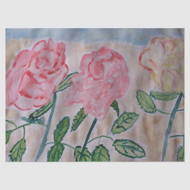 Abstract Summer Roses  Tissue Paper (Front)