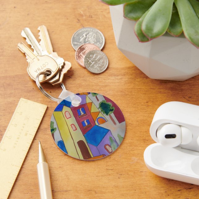 Abstract Summer Village  Keychain (Desk)