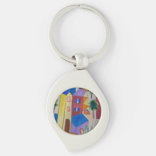 Abstract Summer Village  Keychain