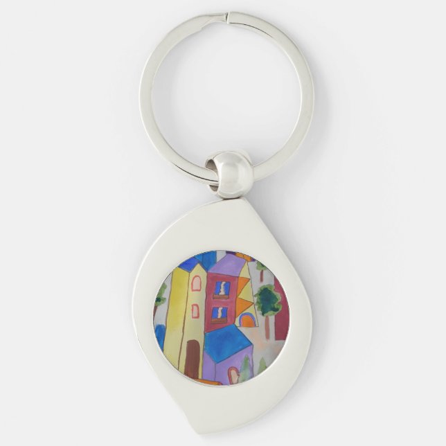 Abstract Summer Village  Keychain (Front)