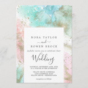 Abstract Summer Watercolor Wedding Invitation