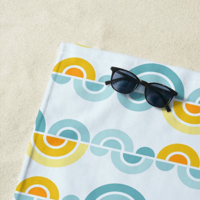 Abstract sun and clouds curved pattern beach towel (In Situ)