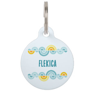 Abstract sun and clouds curved pattern pet tag
