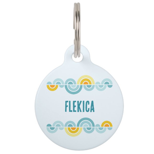 Abstract sun and clouds curved pattern pet tag (Front)