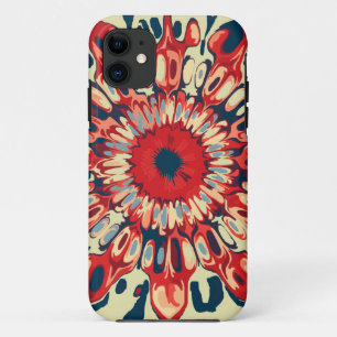 Abstract SUN FLOWER - red blue + your backgr. iPhone 11 Case