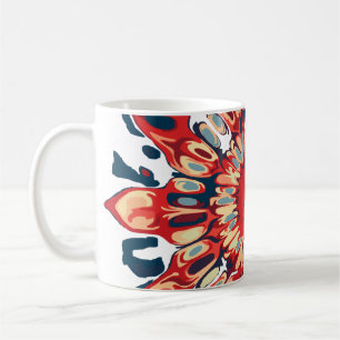 Abstract SUN FLOWER - red blue + your backgr. Coffee Mug