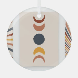 Abstract Sun Moon Boho Posters Glass Ornament
