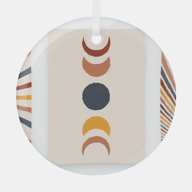 Abstract Sun Moon Boho Posters Glass Ornament (Front)