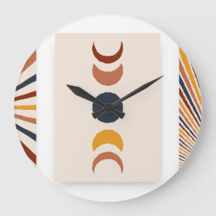 Abstract Sun Moon Boho Posters Large Clock