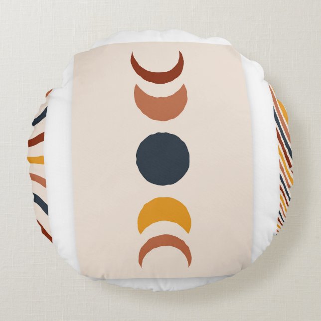Abstract Sun Moon Boho Posters Round Pillow (Front)