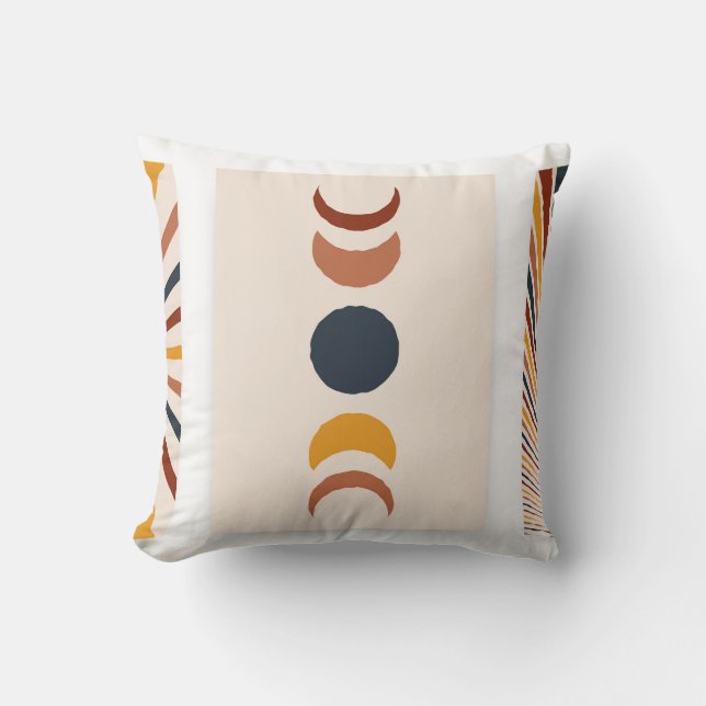 Abstract Sun Moon Boho Posters Throw Pillow (Front)