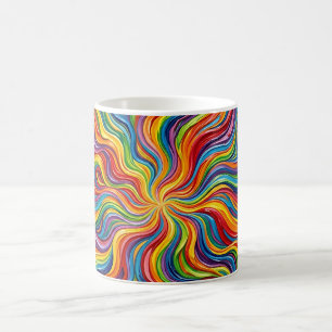 Abstract Sun Ray Burst Rainbow Melting Coffee Mug