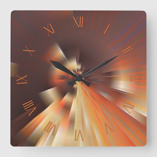 Abstract sun rays square wall clock (Front)